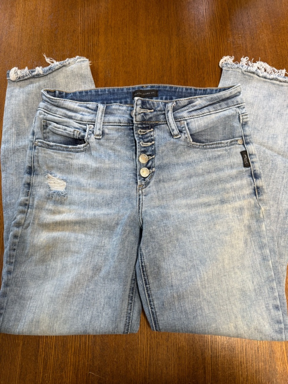 Silver Jeans Light Blue Cropped Button-Fly Jeans